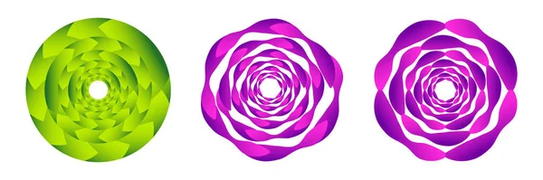Uppsättning Abstrakta Geometriska Cirkel Ikon Spiral Virvlande Virvlande Cirkulärt Element — Stock vektor