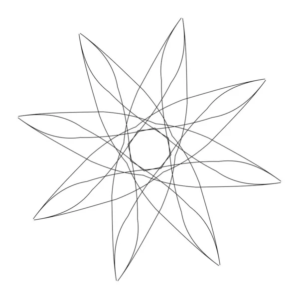 Radiating Mandala Circular Geometric Motif Icon Shape Stock Vector Illustration — Stock Vector