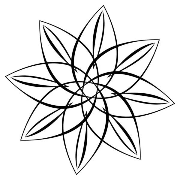 曼荼羅を放射する 円の幾何学的モチーフ アイコン 株式ベクトルイラスト クリップアートグラフィック — ストックベクタ