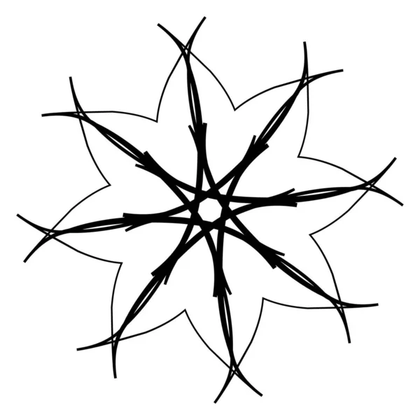 Promieniująca Mandala Okrągły Motyw Geometryczny Ikona Kształt Ilustracja Wektora Akcji — Wektor stockowy