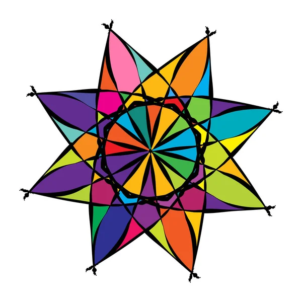 Irradiar Mandala Motivo Geométrico Circular Ícone Forma Ilustração Vetor Estoque — Vetor de Stock