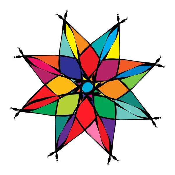 Radiating Mandala Circular Geometric Motif Icon Shape Stock Vector Illustration — Stock Vector
