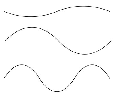 Dalgalı, dalgalı, dalga çizgileri 3 şeklinde. Eğri, dalgalı, dalgalı çizgiler - stok vektör illüstrasyonu, klip- sanat grafikleri