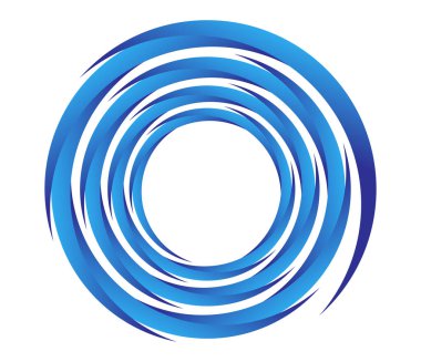 Soyut mavi spiral, girdap, dönme ve dönme elementleri. Koklear, sarmal, girdap simgesi