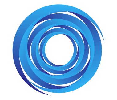 Soyut mavi spiral, girdap, dönme ve dönme elementleri. Koklear, sarmal, girdap simgesi