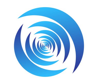 Soyut mavi spiral, girdap, dönme ve dönme elementleri. Koklear, sarmal, girdap simgesi