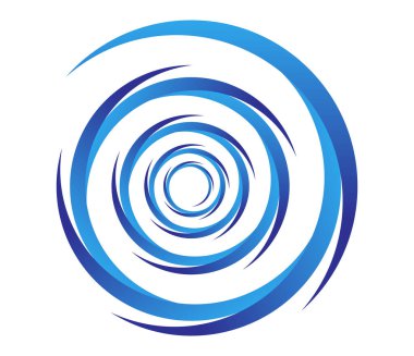 Soyut mavi spiral, girdap, dönme ve dönme elementleri. Koklear, sarmal, girdap simgesi