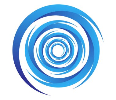 Soyut mavi spiral, girdap, dönme ve dönme elementleri. Koklear, sarmal, girdap simgesi