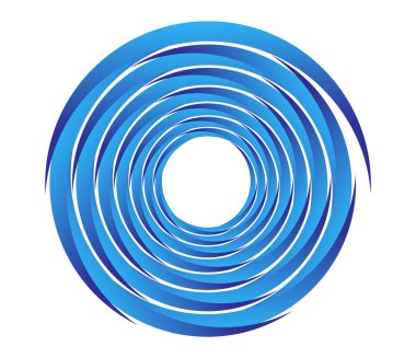 Soyut mavi spiral, girdap, dönme ve dönme elementleri. Koklear, sarmal, girdap simgesi