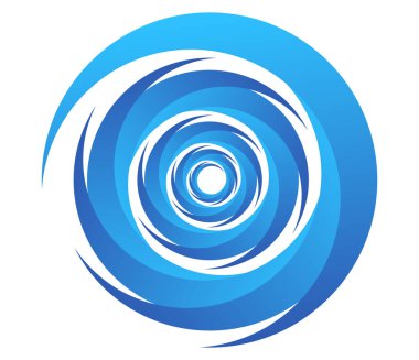Soyut mavi spiral, girdap, dönme ve dönme elementleri. Koklear, sarmal, girdap simgesi