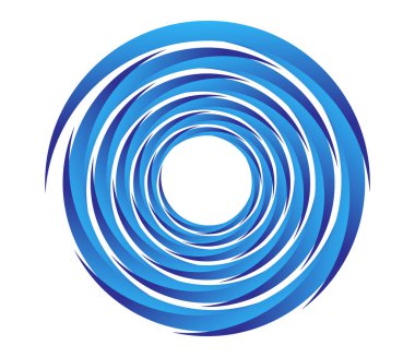 Soyut mavi spiral, girdap, dönme ve dönme elementleri. Koklear, sarmal, girdap simgesi