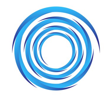 Soyut mavi spiral, girdap, dönme ve dönme elementleri. Koklear, sarmal, girdap simgesi
