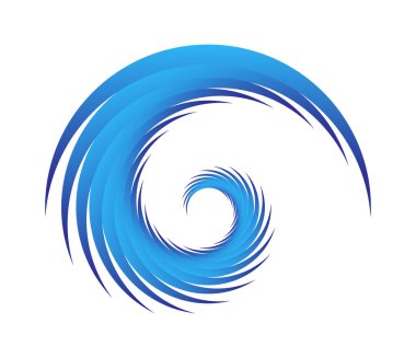 Soyut mavi spiral, girdap, dönme ve dönme elementleri. Koklear, sarmal, girdap simgesi