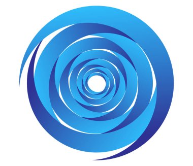 Soyut mavi spiral, girdap, dönme ve dönme elementleri. Koklear, sarmal, girdap simgesi