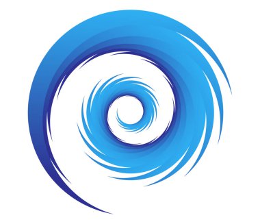 Soyut mavi spiral, girdap, dönme ve dönme elementleri. Koklear, sarmal, girdap simgesi