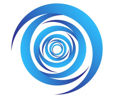 Soyut mavi spiral, girdap, dönme ve dönme elementleri. Koklear, sarmal, girdap simgesi
