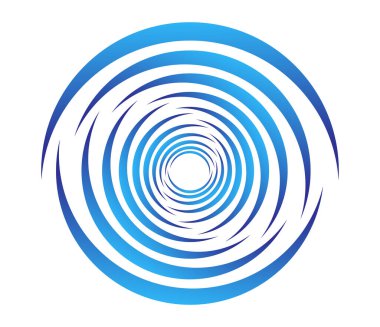 Soyut mavi spiral, girdap, dönme ve dönme elementleri. Koklear, sarmal, girdap simgesi