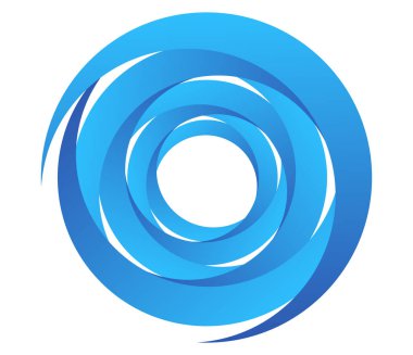 Soyut mavi spiral, girdap, dönme ve dönme elementleri. Koklear, sarmal, girdap simgesi
