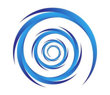 Soyut mavi spiral, girdap, dönme ve dönme elementleri. Koklear, sarmal, girdap simgesi