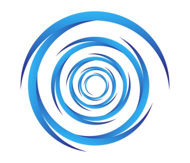 Soyut mavi spiral, girdap, dönme ve dönme elementleri. Koklear, sarmal, girdap simgesi