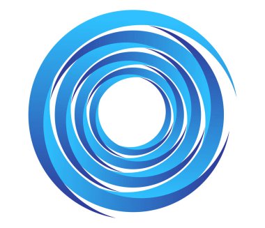 Soyut mavi spiral, girdap, dönme ve dönme elementleri. Koklear, sarmal, girdap simgesi