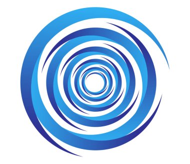 Soyut mavi spiral, girdap, dönme ve dönme elementleri. Koklear, sarmal, girdap simgesi