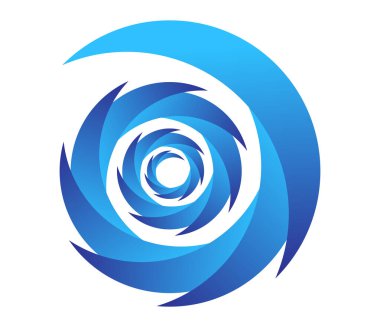 Soyut mavi spiral, girdap, dönme ve dönme elementleri. Koklear, sarmal, girdap simgesi