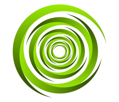 Soyut yeşil spiral, girdap, dönme ve dönme elementleri. Koklear, sarmal, girdap simgesi