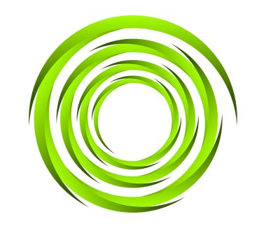 Soyut yeşil spiral, girdap, dönme ve dönme elementleri. Koklear, sarmal, girdap simgesi