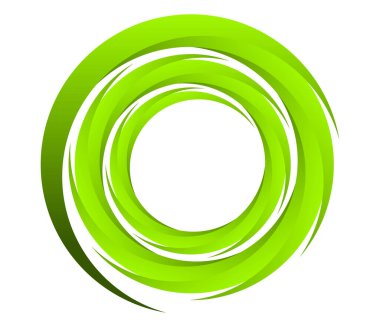 Soyut yeşil spiral, girdap, dönme ve dönme elementleri. Koklear, sarmal, girdap simgesi