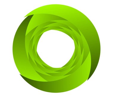 Soyut yeşil spiral, girdap, dönme ve dönme elementleri. Koklear, sarmal, girdap simgesi