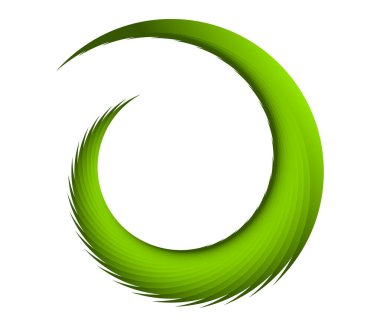 Soyut yeşil spiral, girdap, dönme ve dönme elementleri. Koklear, sarmal, girdap simgesi