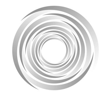 Soyut gri, Gyeyscale spiral, girdap, girdap ve girdap elementleri. Koklear, sarmal, girdap simgesi