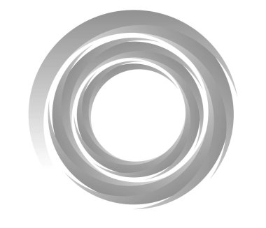 Soyut gri, Gyeyscale spiral, girdap, girdap ve girdap elementleri. Koklear, sarmal, girdap simgesi