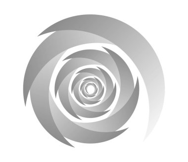 Soyut gri, Gyeyscale spiral, girdap, girdap ve girdap elementleri. Koklear, sarmal, girdap simgesi