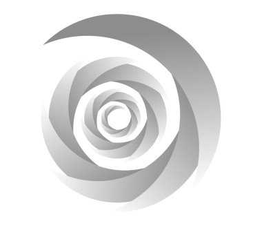 Soyut gri, Gyeyscale spiral, girdap, girdap ve girdap elementleri. Koklear, sarmal, girdap simgesi