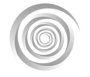 Soyut gri, Gyeyscale spiral, girdap, girdap ve girdap elementleri. Koklear, sarmal, girdap simgesi