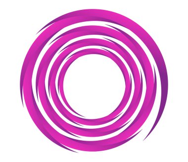 Soyut mor, pembe spiral, girdap, girdap ve girdap elementleri. Koklear, sarmal, girdap simgesi