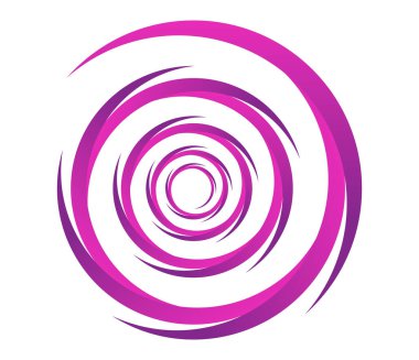 Soyut mor, pembe spiral, girdap, girdap ve girdap elementleri. Koklear, sarmal, girdap simgesi