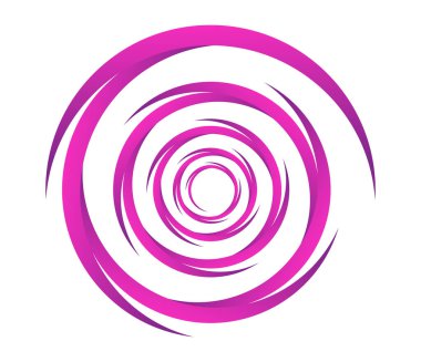 Soyut mor, pembe spiral, girdap, girdap ve girdap elementleri. Koklear, sarmal, girdap simgesi