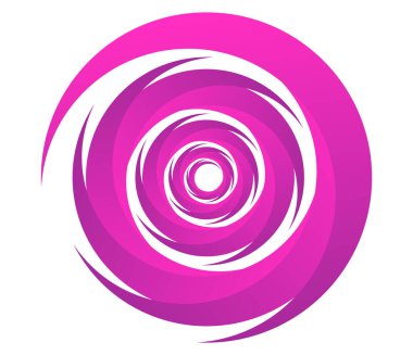 Soyut mor, pembe spiral, girdap, girdap ve girdap elementleri. Koklear, sarmal, girdap simgesi
