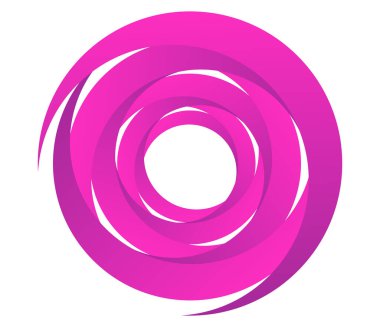 Soyut mor, pembe spiral, girdap, girdap ve girdap elementleri. Koklear, sarmal, girdap simgesi