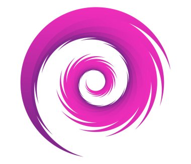 Soyut mor, pembe spiral, girdap, girdap ve girdap elementleri. Koklear, sarmal, girdap simgesi