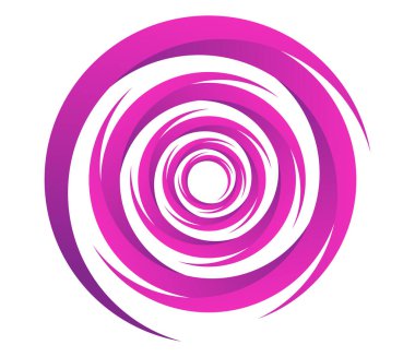Soyut mor, pembe spiral, girdap, girdap ve girdap elementleri. Koklear, sarmal, girdap simgesi