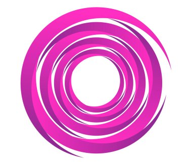 Soyut mor, pembe spiral, girdap, girdap ve girdap elementleri. Koklear, sarmal, girdap simgesi