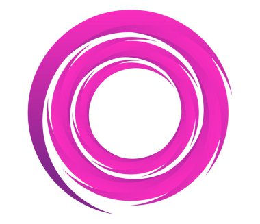 Soyut mor, pembe spiral, girdap, girdap ve girdap elementleri. Koklear, sarmal, girdap simgesi