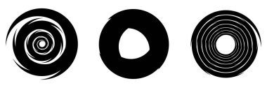 Soyut spiral, girdap, girdap ve girdap elementleri seti. Koklear, sarmal, girdap simgesi - stok vektör illüstrasyonu, klip- sanat grafikleri