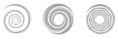 Gri tonlama, gri soyut spiral, girdap, girdap ve girdap elementleri. Koklear, sarmal, girdap simgesi - stok vektör illüstrasyonu, klip- sanat grafikleri