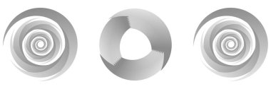 Gri tonlama, gri soyut spiral, girdap, girdap ve girdap elementleri. Koklear, sarmal, girdap simgesi - stok vektör illüstrasyonu, klip- sanat grafikleri