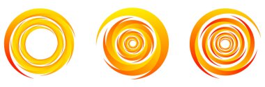 Sarı, turuncu soyut sarmal, girdap, girdap ve girdap elementleri. Koklear, sarmal, girdap simgesi - stok vektör illüstrasyonu, klip- sanat grafikleri